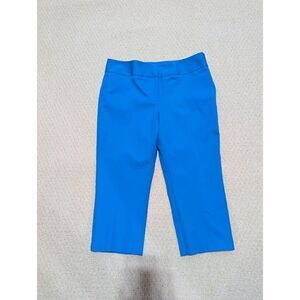 Laura Ashley Womens Cropped Pants Straight Leg High Rise Blue Size 12 NWT